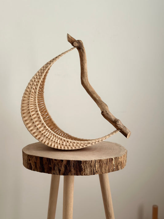 Crescent Sculpture - Angled wood 17.5”